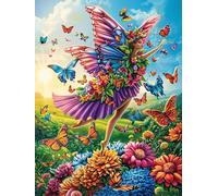Hada con alas de Mariposa en un jardín de Flores Puzzle 1000 Piezas Papel Mayores Paisajes y Ciencia ficción Terapia Relajación Relajación Mental Más Vendido Original 10