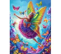 Hada con alas de mariposa en un jardín de flores Puzzle 300 Piezas Cartón Resistente Para Parejas Paisajes y ciencia ficción Entrenamiento Cerebral Estimulación Mental Juego Familiar Regalo De Anivers