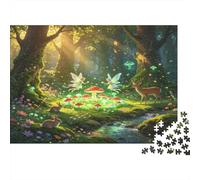 Hada del Bosque Seta Puzzle de 1000 Piezas Papel Puzzle para Adultos Escena de Bosque mágico Relajación Decoración Hogar Regalo 70x50cm/1000pcs