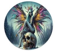 Hada Esqueleto Fantasía Puzzle para Adultos Puzzle de 1000 Piezas Redondo Papel Estilo Bosque