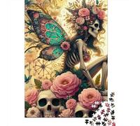 Hada Esqueleto Mortalidad Floral Rompecabezas de 1000 Piezas, Papel Reciclado, Juego Educativo Desafiante Regalo Hombre Mujer 38x26cm/1000pcs