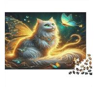 Hada Gato Mariposa Puzzle 1000 Piezas Papel Reciclado para Adultos Puzzle para Adultos Juego Familiar Divertido Imposible difícil desafiante Excelente Idea de Regalo 70x50cm/1000pcs