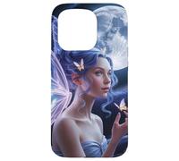 Hada Luna Bajo Encantador Cielo Nocturno Con Mariposas Carcasa para iPhone 15 Pro