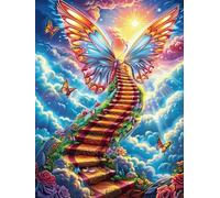 Hada mariposa en una escalera hacia las estrellas Rompecabezas 500 Piezas Cartón Para Adultos Y Adolescentes Sueño Mágico de Ciencia Ficción Hobby Colección Toda La Familia Decoración Única Hogar Cali