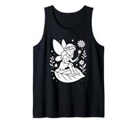 Hada sentada en Hoja con Flores Camiseta sin Mangas