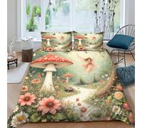 Hada Seta Funda Edredon 3 Piezas 3D Estampado Fantasy ForestFairies con Cremallera Y Funda De Almohada King（220x240cm） Microfibra Juego De Cama para