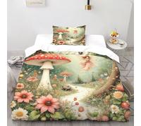 Hada Seta Funda Nordica Algodon 2 Piezas 3D Impresa Fantasy ForestFairies con Cremallera Y Funda De Almohada Single（135x200cm） Microfibra Ropa De Cama para Niñosy Hombres