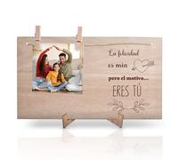 hadanela Tarjeta Felicitación San Valentín Madera. Regalos para Novios y Novias. Regalos Originales para madres, padres, amigos y amigas (MADERA RECTANGULAR)