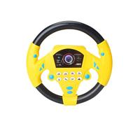 HADAVAKA 360° Rotating Musical Steering Wheel - Portable Car Back Seat Driving Simulation Toy, Fun Tunes & Realistic Driving Sounds, Travel Activity For On-Road Entertainment During Trips (Yellow)