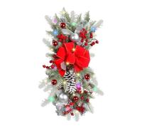 HADAVAKA Christmas Banister Decorations, Christmas Garland for Stairs, Christmas Garland with Lights(Without Battery), Wall Window Hanging Ornaments, For Home Party Stair Decoration (Red)