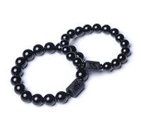 HADAVAKA Crystal Obsidian Bracelet, Engrave with Dragon or Phoenix Totem Cylinder Bead Men or Women Natural Stone Chain Famous Fashion Bracelet Gift, 12MM 10MM (2pcs(10mm+12mm))