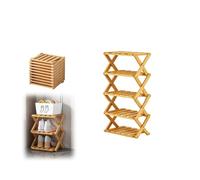 HADAVAKA Estantería Estrecha para Zapatos, Estante Plegable De Bambú para La Entrada; Estante Vertical Estrecho Y Alto para Espacios Reducidos; Organizador de Almacenamiento (Natural,5-Tier)