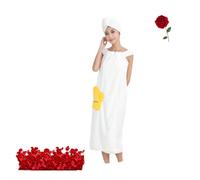 HADAVAKA Falda De Ducha para Mujer, Faldas De Baño Suaves Y Absorbentes, con Gorro para Secar El Cabello, Fáciles de Poner, Superabsorbentes, para Usar En Todas Las Estaciones (White,L)