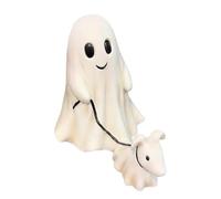 HADAVAKA Ghost Walking Dog Statue, Halloween Ghost Dog Statues, Cute Little Ghost Walking Dog Decoration, Halloween Creative Desk Decoration for Indoor Outdoor, Resin Material Decorations (A,15CM)