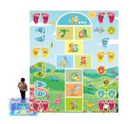 HADAVAKA Hopscotch Mat, Cute Indoor Or Outdoor Play Carpet, Playspaces & Decor, Activity Rugs, Slippery Hopscotch Game, with Sandbags and Whistles, Using Both Hands and Feet On The Game Mat (C)