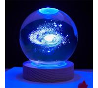 HADAVAKA K9 Bola De Cristal 3D Sistema Solar, Bola De Cristal Multicolor Noche Luz Decoración Artesanía, 6/8 Cm Planeta Modelo, Fresco Escritorio Galaxia Decoración con Base De Led (Milky Way,6CM)