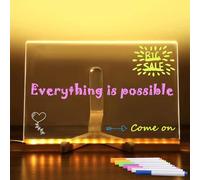 HADAVAKA Led Note Board with Colors with Stand, Light Up Acrylic Message Board with 7 Colors Pen, DIY Writing Drawing Message Note Board Memo Menu To Do List, for Office School Home (30 * 20cm)