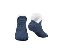 HADAVAKA Man's & Woman's Fluffy Slipper Socks, Warm Thick-Lined Non-slip Knitted Winter Footwear, Cozy Soft Indoor Home Floor Socks, Anti-skid For Bedroom Living Room Daily Use (Navy Blue,30CM)