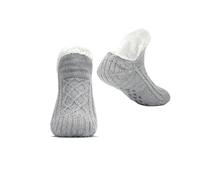 HADAVAKA Man's & Woman's Fluffy Slipper Socks, Warm Thick-Lined Non-slip Knitted Winter Footwear, Cozy Soft Indoor Home Floor Socks, Anti-skid For Bedroom Living Room Daily Use (Grey,24CM)