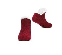 HADAVAKA Man's & Woman's Fluffy Slipper Socks, Warm Thick-Lined Non-slip Knitted Winter Footwear, Cozy Soft Indoor Home Floor Socks, Anti-skid For Bedroom Living Room Daily Use (Red,30CM)