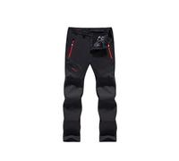 HADAVAKA Men's Winter Fleece Lined Hiking Pants - Thermal Insulated, Windproof & Snowproof Soft Shell Cargo Pants with Zip Pockets For Outdoor Climbing Walking (Black,XL)