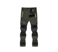 HADAVAKA Men's Winter Fleece Lined Hiking Pants - Thermal Insulated, Windproof & Snowproof Soft Shell Cargo Pants with Zip Pockets For Outdoor Climbing Walking (Green,L)