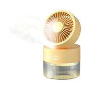 HADAVAKA Mini Misting Personal Fan with Night Light, Foldable Usb Rechargeable Fan With Humidifier, 3-Speed, 350ml Water Tank, Portable For Home, Office & Outdoor Use (Yellow)