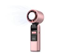 HADAVAKA Portable Handheld Cooling Ice Fan, Folding Mini Powerful Cold Fan, 4000mah Rechargeable, 2-6 Hours Of Battery Life Can Be Worn Around The Neck Held In The Hand or Placed On A Table (Pink)