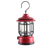 HADAVAKA Portable Retro Camping Lantern, Rechargeable Hanging Ultra Bright Led Tent Light, Waterproof Camping Lantern with Rotating Dimmers, for Camping, Emergency, Fishing, Home Lighting Etc (Red)