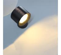 HADAVAKA Smart Magnetic Wall Sconce, USB Rechargeable Dimmable Remote Control Night Light, 360°rotation Magnetic Round Lights with Controller/touch, For Bedroom Picture Lights (Regular,Black)