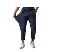 HADAVAKA Stretch Active Pants, Lightweight Breathable Casual Quick-Dry Trousers, with Zip Pockets, Summer Nylon Ice-Silk Trousers, Fit Quick Drying Pants, For Work Golf Gym (Blue-A,L)