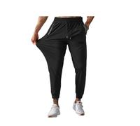 HADAVAKA Stretch Active Pants, Lightweight Breathable Casual Quick-Dry Trousers, with Zip Pockets, Summer Nylon Ice-Silk Trousers, Fit Quick Drying Pants, For Work Golf Gym (Black-A,XL)