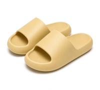 HADAVAKA Unisex EVA Slides, Open Toe Lightweight Shower Shoes Indoor Outdoor, Soft Cushioned Thick Sole Slides for Pool, Beach, Gym, Dorm, Summer Daily Casual Wear (Yellow,37-38)