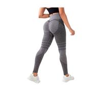 HADAVAKA Women's High Waisted Textured Compression Leggings, Butt Lifting Tummy Control Yoga Pants, Soft Stretch Workout Running Athletic Pants for Gym Fitness Wear (Grey-A,Xlarge)