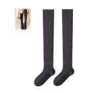 HADAVAKA Women's Thick Warm Soft Winter Over-The-Knee Socks - Cozy Knee-length Thermal Socks For Cold Weather Hiking, Camping, Outdoor Activities & Daily Casual Wear (Grey)
