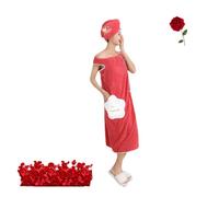HADAVAKA Women's Wearable Shower Skirt, Soft Wearable Water Absorbent Bathing Skirts, with Dry Hair Hat, Easy To Put On, Super Absorbent, Four Seasons Wearable, For Gym Shower Bath (Brick Red,M)
