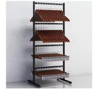 HADECOLL Carrito Apilador para Perchas, Soporte Móvil con 4 Ruedas, Ideal para Centros Comerciales, Tiendas Especializadas Y Lavanderías, con Porta Toallas Y Bufandas Multifuncionales, Color Negro.