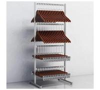 HADECOLL Carrito Apilador para Perchas, Soporte Móvil con 4 Ruedas, Ideal para Centros Comerciales, Tiendas Especializadas Y Lavanderías, Multifuncional para Toallas Y Bufandas, Plateado.