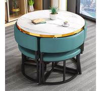 HADECOLL Juego De Comedor Moderno De 5 Piezas con Mesa Redonda De Madera Y 4 Sillas De Piel Sintética. Incluye Mesa De Centro Informal, Mesa De Club Y Sillas. Un Color Y Un Tamaño.
