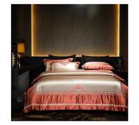 HADECOLL Juego de Ropa de Cama de Lujo con Bordado Jacquard y Patchwork de algodón Egipcio de 1200 Hilos, Funda nórdica, sábana y Fundas de Almohada Suaves y sedosas, tamaño C-King, 4 Piezas