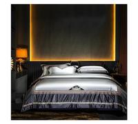 HADECOLL Juego de Ropa de Cama de Lujo con Bordado Jacquard y Patchwork de algodón Egipcio de 1200 Hilos, Funda nórdica, sábana y Fundas de Almohada Suaves y sedosas, tamaño A-King, 4 Piezas