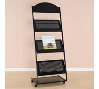 HADECOLL Revistero de pie, de Metal, con Ruedas, para Escuela/Oficina, catálogo, folleto, Organizador de periódicos, Estante de Almacenamiento Sencillo, Expositor de pie.