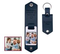 hadefa Llavero de cuero personalizado, para hombre, con foto/texto, calendario grabado en la parte posterior, regalo de cumpleaños para el día del padre, para papá, multicolor, routine