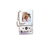 hadefa Llavero personalizado de Spotify con imagen, llavero de canción musical de acrílico personalizado, regalos para amantes, familia, cumpleaños y aniversario, transparente, 8.6 X 5.4 Centimeters