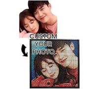 hadefa Retrato de mosaico personalizado, dibujo de bloque de píxeles de fotos personalizado, rompecabezas de decoración del hogar