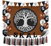Hades - Caja de decoración vikinga para fiesta - decoraciones con temática vikinga - globos vikingos, guirnaldas, telón de fondo - suministros de fiesta adultos y niños - caja de fiesta de cumpleaños