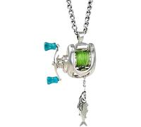 Hadghdf Collar con carrete de pesca pequeño, collar con carrete con manivela giratoria y guía de línea móvil, llavero con colgante de carrete giratorio, llavero para pescadores, para amigos (1 PCS)