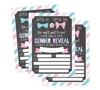 Hadley Designs 25 Pink and Blue Gender Reveal Baby Shower Party Invitation Cards, He or She Personalized for Gender Neutral Unisex Invites Guess-If It's a Boy or Girl Sprinkle