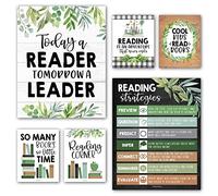 Hadley Designs 6 pósteres de lectura de granja para decoración de biblioteca de aula, pósteres de lectura para escuela primaria, juegos de tablones de anuncios de lectura