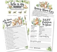 Hadley Designs Juegos de baby shower para 25 invitados - Tarjetas de predicciones y consejos para bebés de Woodland, Who Knows Mommy Best, Nursery Rhyme, Who is My Mama Babyshower Games Girl Boy